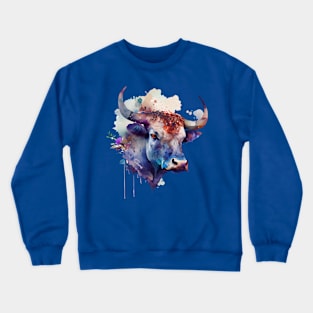 Zodiac Sign TAURUS - Watercolour Illustration of astrology Taurus Crewneck Sweatshirt